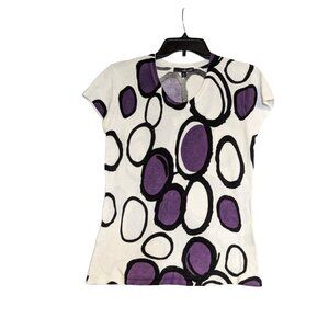 Willi Smith Womens Polka Dot Kit Top Short Sleeve Sweater Size M Abstract Grapes